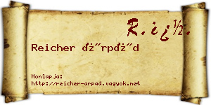 Reicher Árpád névjegykártya